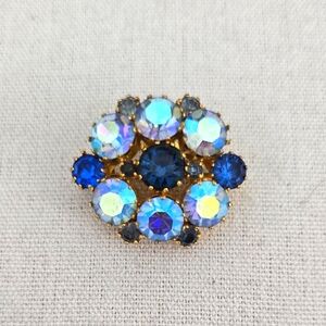'STAR' Austrian Crystal Blue Aurora Borealis Brooch